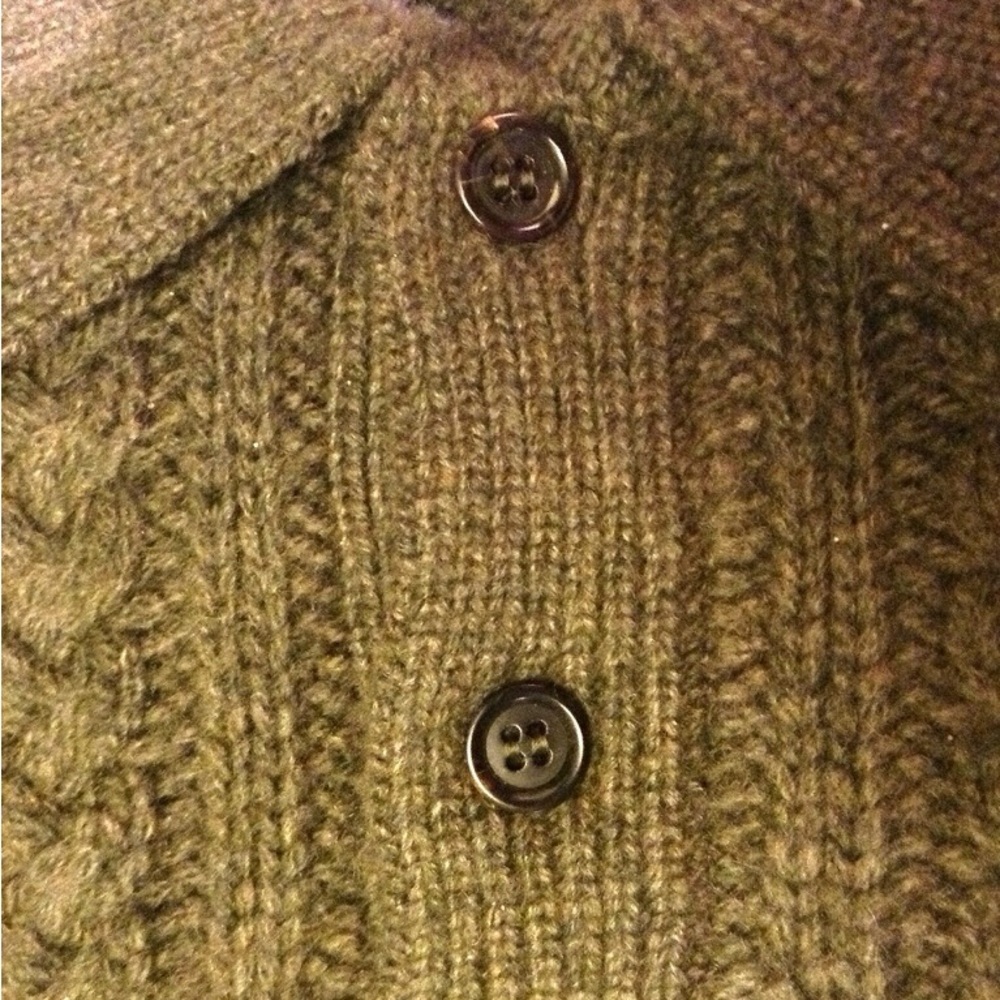 Ralph Lauren Purple Label Cable-Knit Olive Green Luxury Cashmere Polo Sweater - Picture 5 of 16
